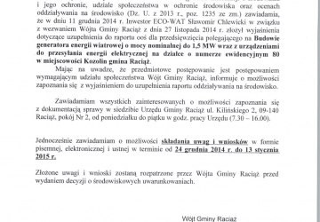 Obwieszczenie Wójta Gminy Raciąż