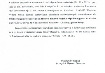 Obwieszczenie Wójta Gminy Raciąż