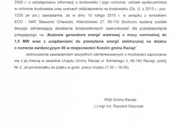 Obwieszczenie Wójta Gminy Raciąż