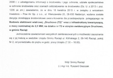 Obwieszczenie Wójta Gminy Raciąż