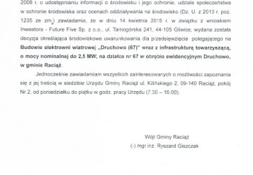 Obwieszczenie Wójta Gminy Raciąż