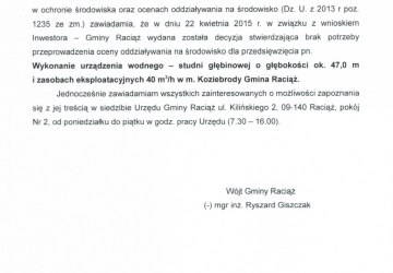 Obwieszczenie Wójta Gminy Raciąż