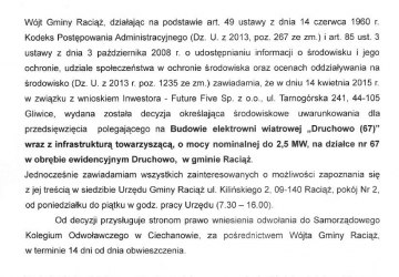 Obwieszczenie Wójta Gminy Raciąż