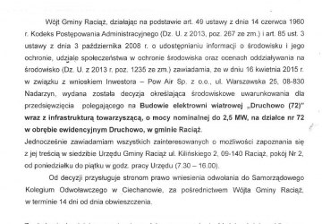 Obwieszczenie Wójta Gminy Raciąż