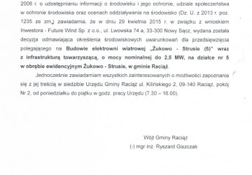 Obwieszczenie Wójta Gminy Raciąż