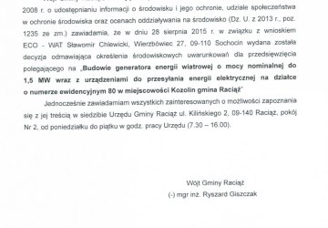 Obwieszczenie Wójta Gminy Raciąż