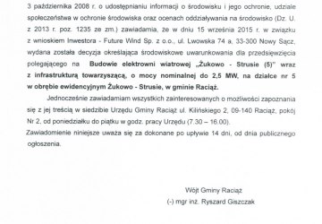 Obwieszczenie Wójta Gminy Raciąż