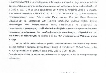 Obwieszczenie Wójta Gminy Raciąż