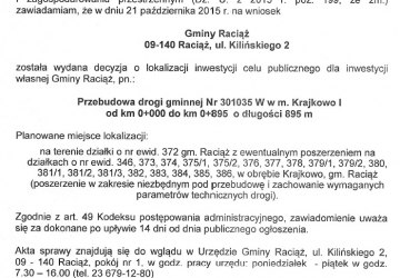 Obwieszczenie lokalizacja celu publicznego