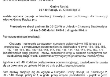 Obwieszczenie lokalizacja celu publicznego