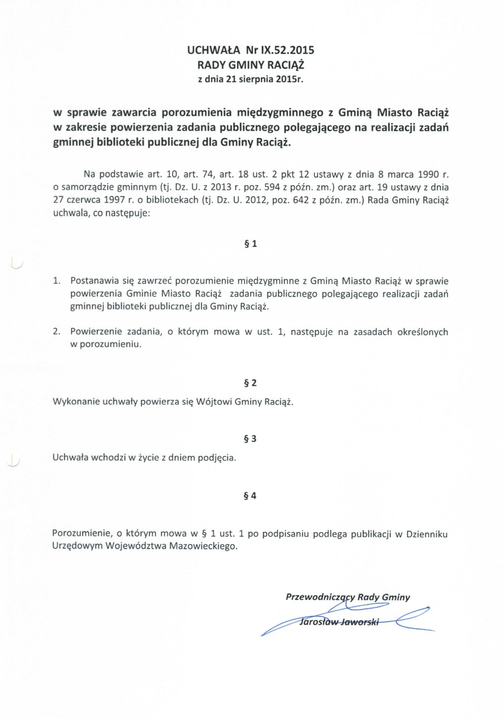 Uchwała Nr IX.52.2015