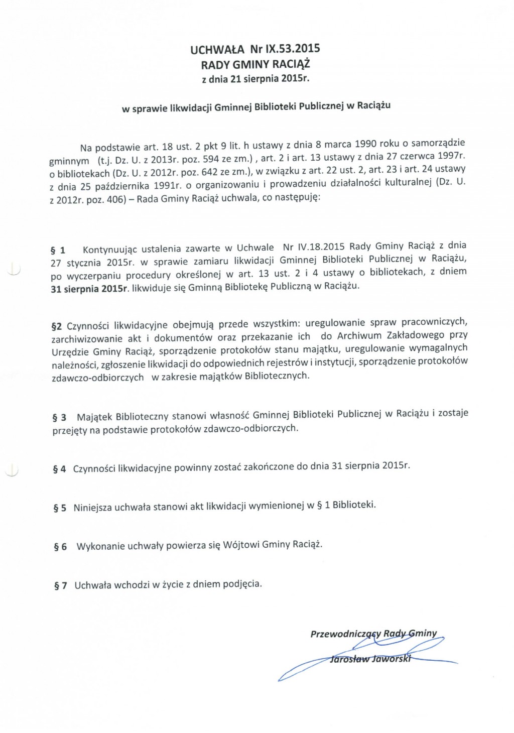 Uchwała Nr IX.53.2015