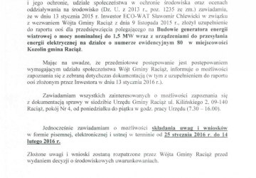 Obwieszczenie Wójta Gminy Raciąż