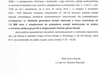 Obwieszczenie Wójta Gminy Raciąż