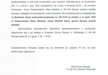 Obwieszczenie Wójta Gminy Raciąż