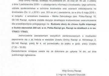 Obwieszczenie Wójta Gminy Raciąż