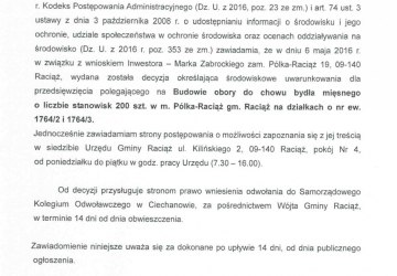 Obwieszczenie Wójta Gminy Raciąż