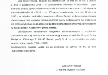 Obwieszczenie Wójta Gminy Raciąż