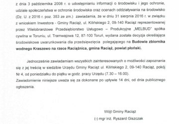 Obwieszczenie Wójta Gminy Raciąż