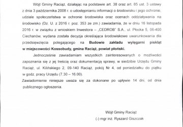 Obwieszczenie Wójta Gminy Raciąż