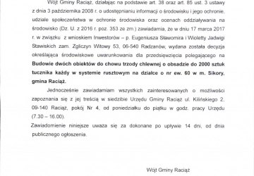 Obwieszczenie Wójta Gminy Raciąż