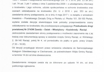 Obwieszczenie Wójta Gminy Raciąż